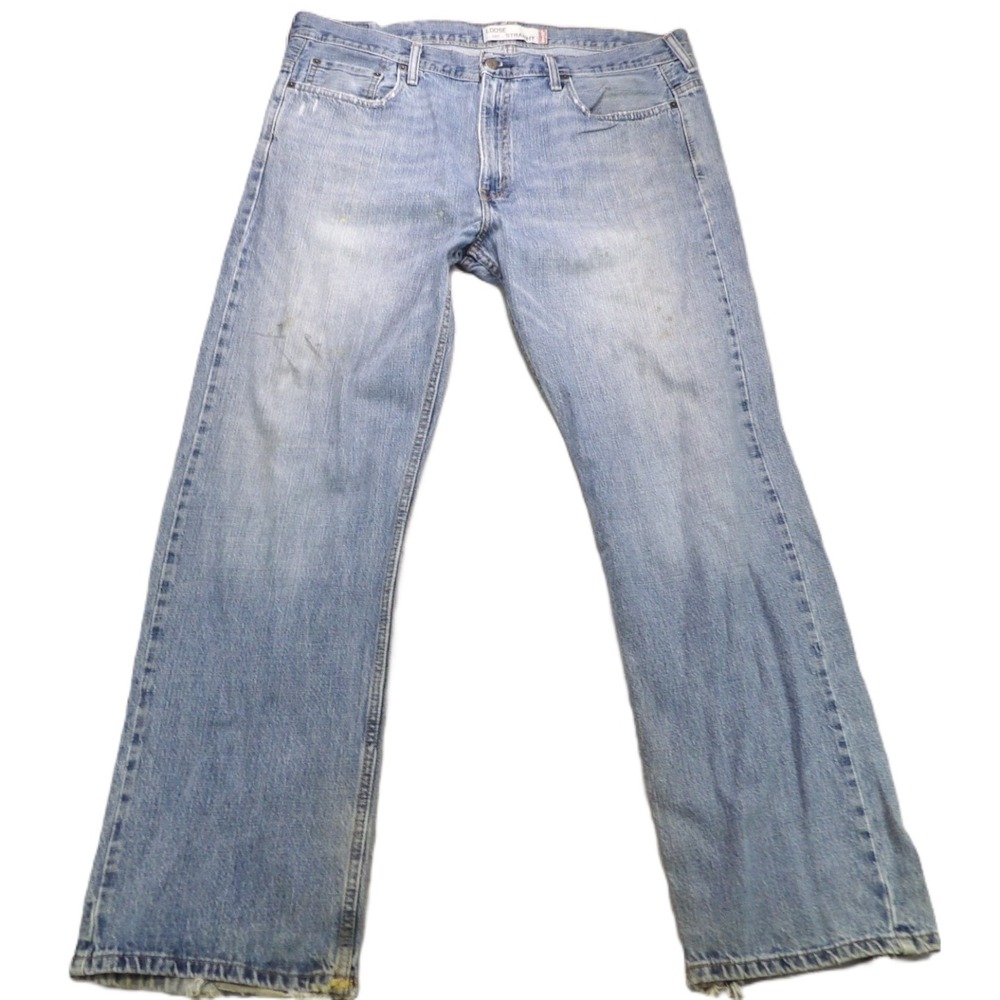 YTK Levi's 569 Loose Straight Jeans Denim Men W38xL32 Light Wash Distressed Blue